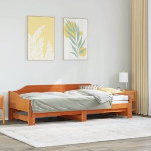 vidaXL Pat de zi cu extensie, maro ceruit, 80x200cm, lemn masiv de pin imagine