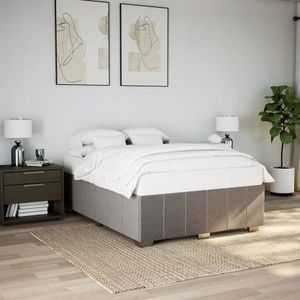 vidaXL Cadru de pat fără saltea, gri taupe, 140x190 cm, textil imagine