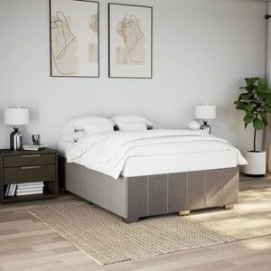 vidaXL Cadru de pat fără saltea, gri taupe, 140x200 cm, textil imagine