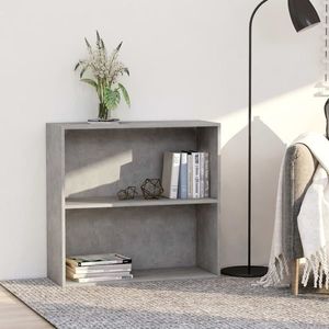 vidaXL Bibliotecă cu 2 rafturi, gri beton, 80 x 30 x 76, 5 cm, PAL imagine