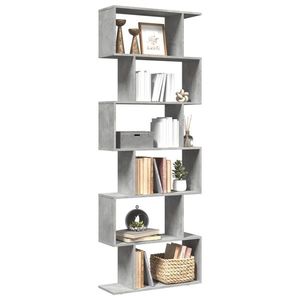 vidaXL Bibliotecă/separator 6 niveluri gri beton 70x24x193 cm lemn imagine