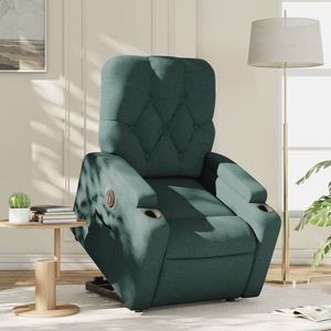 vidaXL Fotoliu electric rabatabil cu ridicare, verde închis, textil imagine