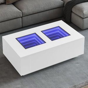 vidaXL Măsuță de cafea cu LED infinity, alb, 116x69x40 cm imagine