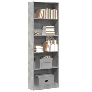 vidaXL Bibliotecă, gri beton, 60x24x176 cm, lemn prelucrat imagine