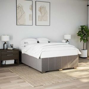 vidaXL Cadru de pat fără saltea, gri taupe, 160x200 cm, textil imagine