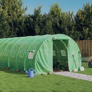 vidaXL Seră cu cadru din oțel, verde, 42 m², 14x3x2 m imagine