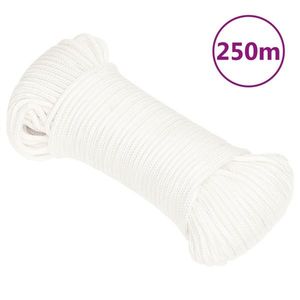 vidaXL Frânghie de barcă, alb complet, 5 mm, 250 m, polipropilenă imagine