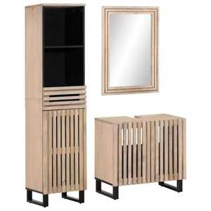 vidaXL Set mobilier de baie, 3 piese, lemn masiv de mango imagine