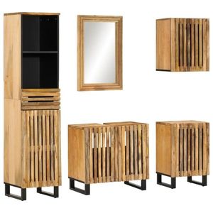 vidaXL Set mobilier de baie, 5 piese, lemn masiv de mango brut imagine