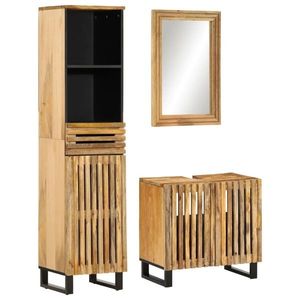 vidaXL Set mobilier de baie, 3 piese, lemn masiv de mango brut imagine