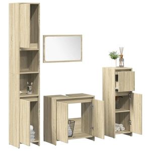 vidaXL Set mobilier de baie, 4 piese, stejar sonoma, lemn prelucrat imagine