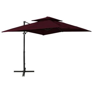 vidaXL Umbrelă în consolă cu înveliș dublu, roșu bordo, 250x250 cm imagine