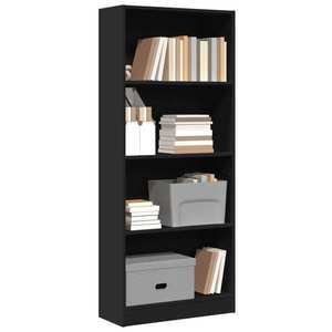 vidaXL Bibliotecă, negru, 60x24x143 cm, lemn prelucrat imagine