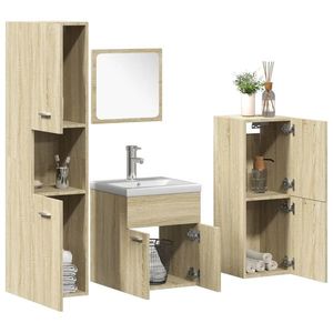 vidaXL Set mobilier de baie, 5 piese, stejar sonoma, lemn prelucrat imagine