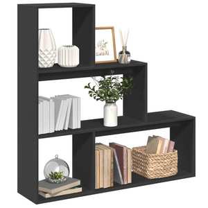 vidaXL Bibliotecă/separator cameră 3 niveluri, negru 123x29x123cm lemn imagine