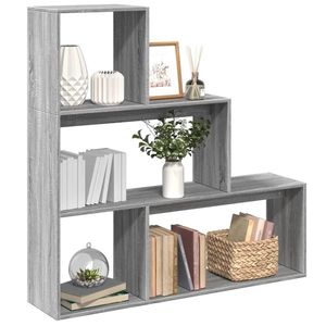 vidaXL Bibliotecă/separator 3 niveluri gri sonoma 123x29x123 cm lemn imagine