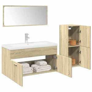 vidaXL Set mobilier de baie, 3 piese, stejar sonoma, lemn prelucrat imagine