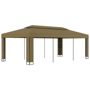 vidaXL Pavilion cu acoperiș dublu, gri taupe, 3 x 6 m, 180 g/m² imagine