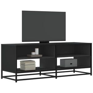 vidaXL Dulap TV, negru, 120, 5x40x46 cm, lemn prelucrat și metal imagine