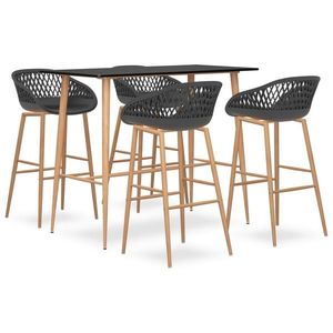 vidaXL Set mobilier de bar, 5 piese, negru și gri imagine