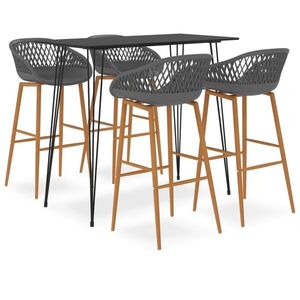 vidaXL Set mobilier de bar, 5 piese, negru și gri imagine