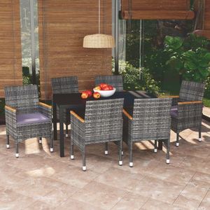 Set mobilier de exterior, 7 piese, aluminiu și WPC imagine