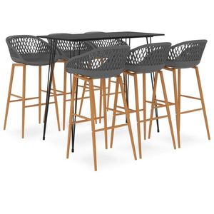 vidaXL Set mobilier de bar, 7 piese, negru și gri imagine