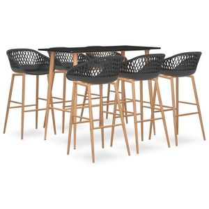 vidaXL Set mobilier de bar, 7 piese, negru și gri imagine