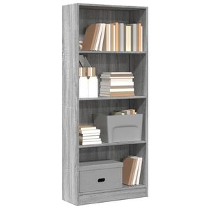 vidaXL Bibliotecă, gri sonoma, 60x24x143 cm, lemn prelucrat imagine