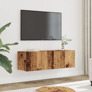 vidaXL Comodă TV de perete, 2 buc. lemn vechi, 100x30x30 cm imagine