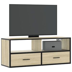 vidaXL Dulap TV stejar sonoma, 100x31x39, 5 cm, lemn prelucrat și metal imagine