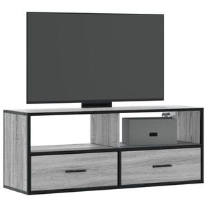 vidaXL Dulap TV, gri sonoma, 100x31x39, 5 cm, lemn prelucrat și metal imagine