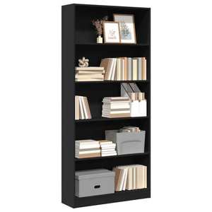 vidaXL Bibliotecă, negru, 80x24x176 cm, lemn prelucrat imagine