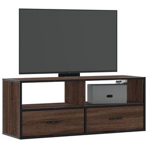 vidaXL Dulap TV, stejar maro, 100x31x39, 5 cm, lemn prelucrat și metal imagine