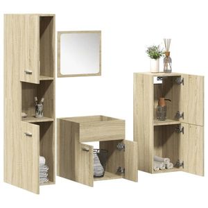 vidaXL Set mobilier de baie, 4 piese, stejar sonoma, lemn prelucrat imagine