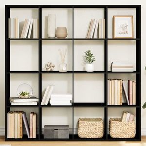 vidaXL Bibliotecă, negru, 137, 5x29x137, 5 cm, lemn prelucrat imagine