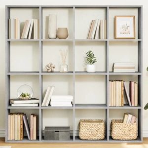 vidaXL Bibliotecă, gri beton, 137, 5x29x137, 5 cm, lemn prelucrat imagine