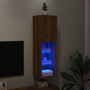 vidaXL Comodă TV cu lumini LED, stejar artizanal, 30, 5x30x102 cm imagine