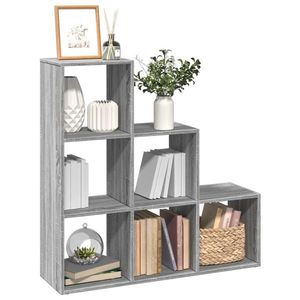 vidaXL Bibliotecă/separator, 3 niveluri gri sonoma 99x29x99 cm lemn imagine