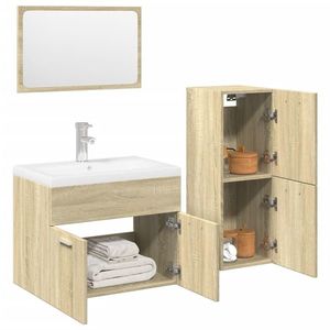 vidaXL Set mobilier de baie, 4 piese, stejar sonoma, lemn prelucrat imagine