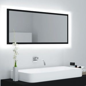 vidaXL Oglindă de baie cu LED, negru, 100x8, 5x37 cm, acril imagine