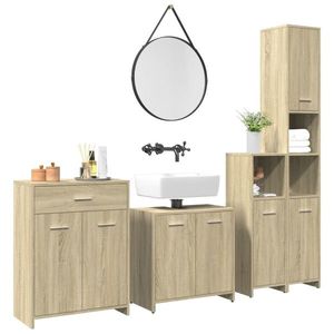 vidaXL Set mobilier de baie, 4 piese, stejar sonoma, lemn prelucrat imagine