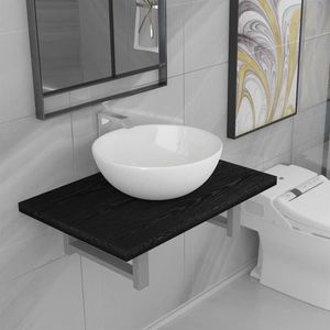 vidaXL Set mobilier de baie, 2 piese, negru, ceramică imagine