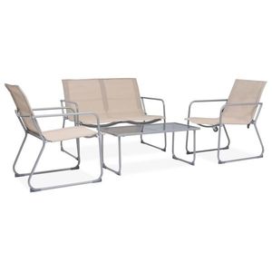 vidaXL Set mobilier de grădină, 4 piese, crem, oțel și textil imagine