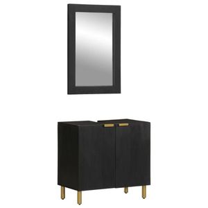 vidaXL Set mobilier de baie, 2 piese, negru, lemn compozit imagine