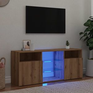 vidaXL Dulap TV cu LED stejar artizanal 120x30x50 cm lemn prelucrat imagine