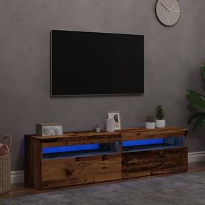 vidaXL Dulapuri TV cu lumini LED, 2 buc., lemn vechi, lemn prelucrat imagine