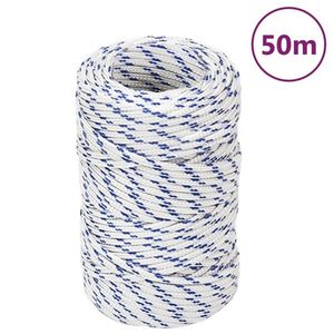 vidaXL Frânghie de barcă, alb, 2 mm, 50 m, polipropilenă imagine