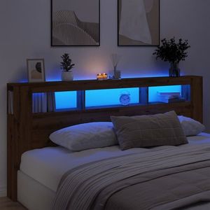 vidaXL Tăblie de pat cu LED, stejar artizanal, 220x18, 5x103, 5 cm, lemn imagine