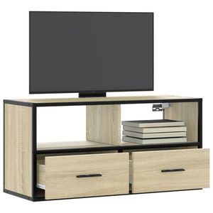 vidaXL Dulap TV, stejar sonoma, 80x31x39, 5 cm, lemn prelucrat și metal imagine